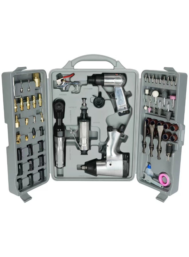 جيرزون مجموعة أدوات وملحقات الهواء من GearZone، أدوات هوائية مع مفتاح ربط صدمي، مفتاح ربط هوائي، مطحنة قوالب، مطرقة هوائية، وصلات خرطوم، حقيبة تخزين، مناسبة للإصلاح المنزلي وإصلاح السيارات. - Image 2